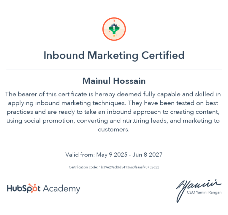 HubSpot Inbound Marketing Certification