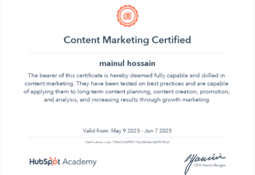 HubSpot Content Marketing Certification Mainul Hossain