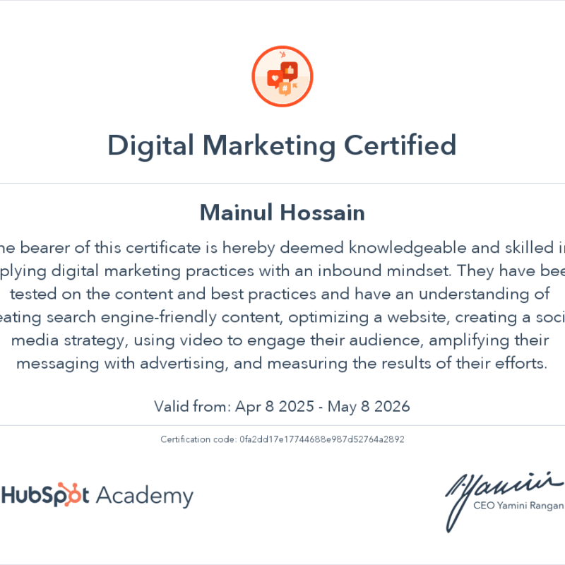 HubSpot Digital Marketing Certification