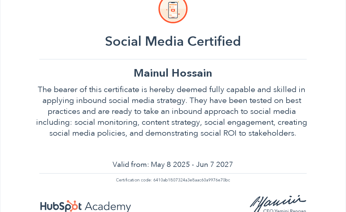 HubSpot Social Media Certification