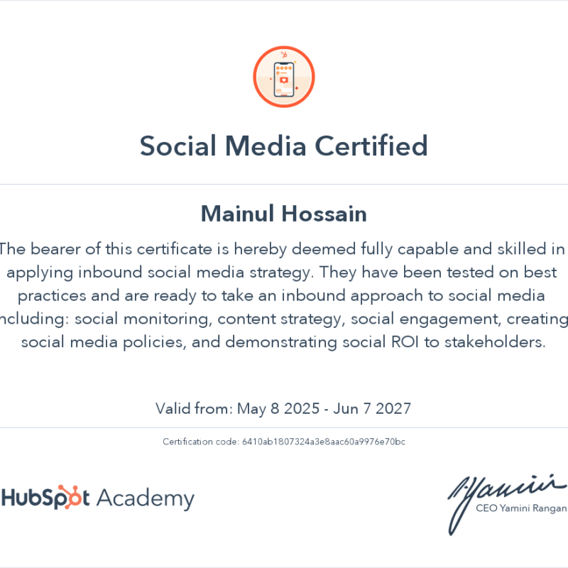 HubSpot Social Media Certification